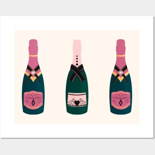 Pink Champagne bottles Posters and Art